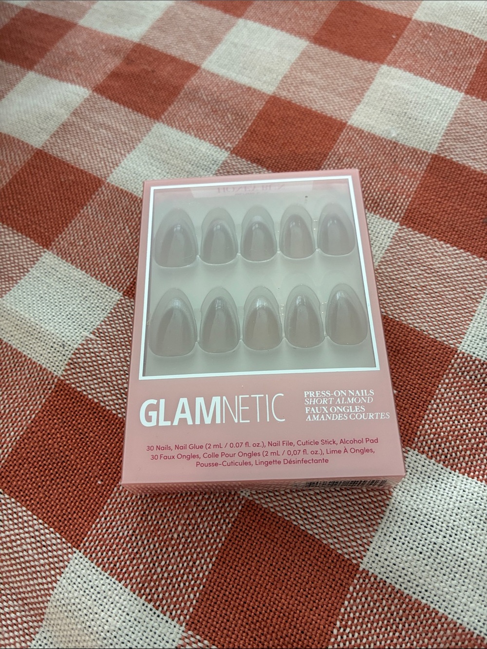 Press-On Short Almond Nails in Nude Pink Honey Bun by Glamnetic